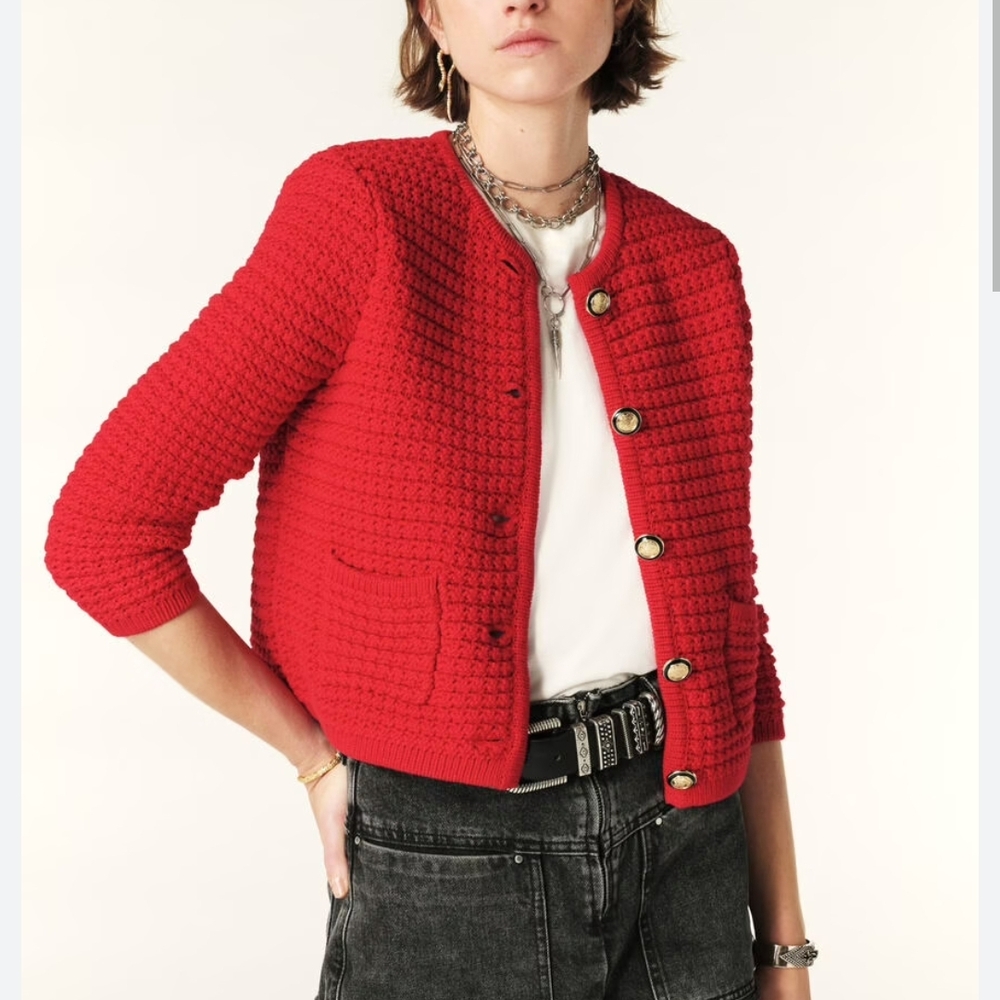 ISO Ba&sh Gaspard Cardigan RED Size 3/L